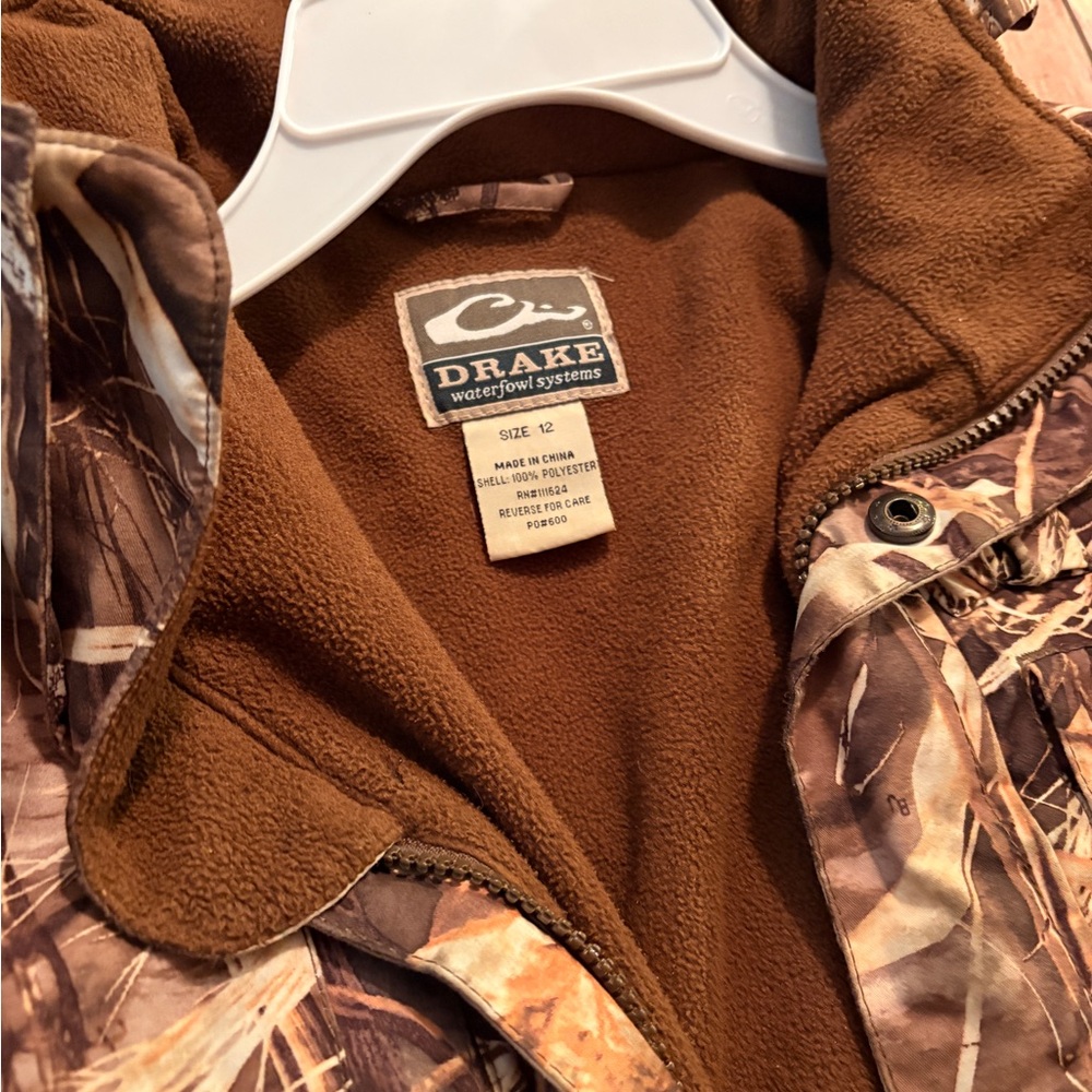 Drake waterfowl Kids Camo Puffer Jacket - Brown/Olive - Picture 2 of 4
